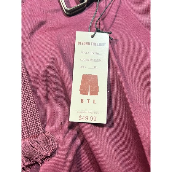 Beyond The Limit Shorts Mens 42 Red Cargo‎ Pocketed Zip Button Belted Men. - Picture 4 of 10